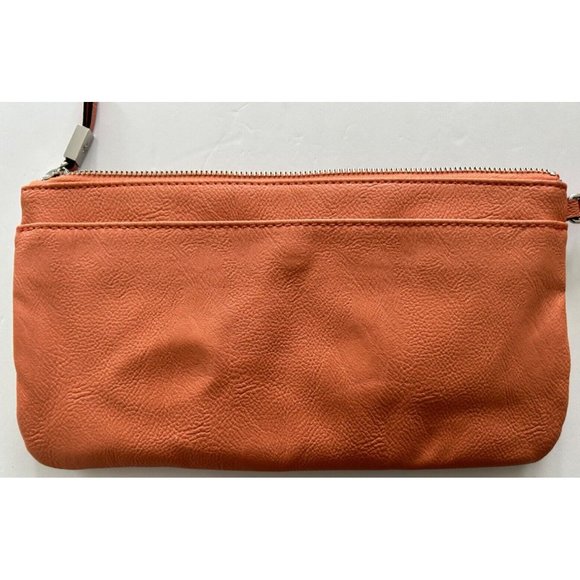 Simply Vera By Vera Wang Wristlet Clutch. White/Beige Bow On Peach Colored Purse - Picture 6 of 8